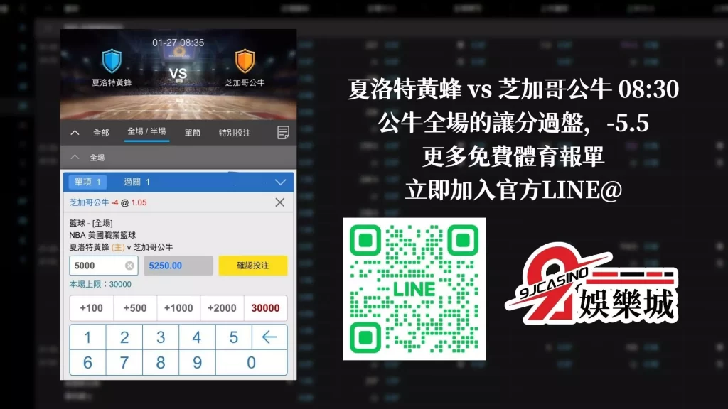 nba賽前分析-0127 夏洛特黃蜂 vs 芝加哥公牛-9J娛樂城