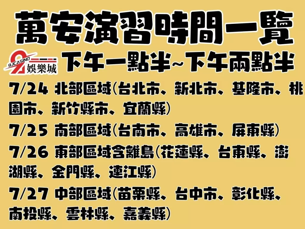 萬安演習 防空演習 萬安演習時間