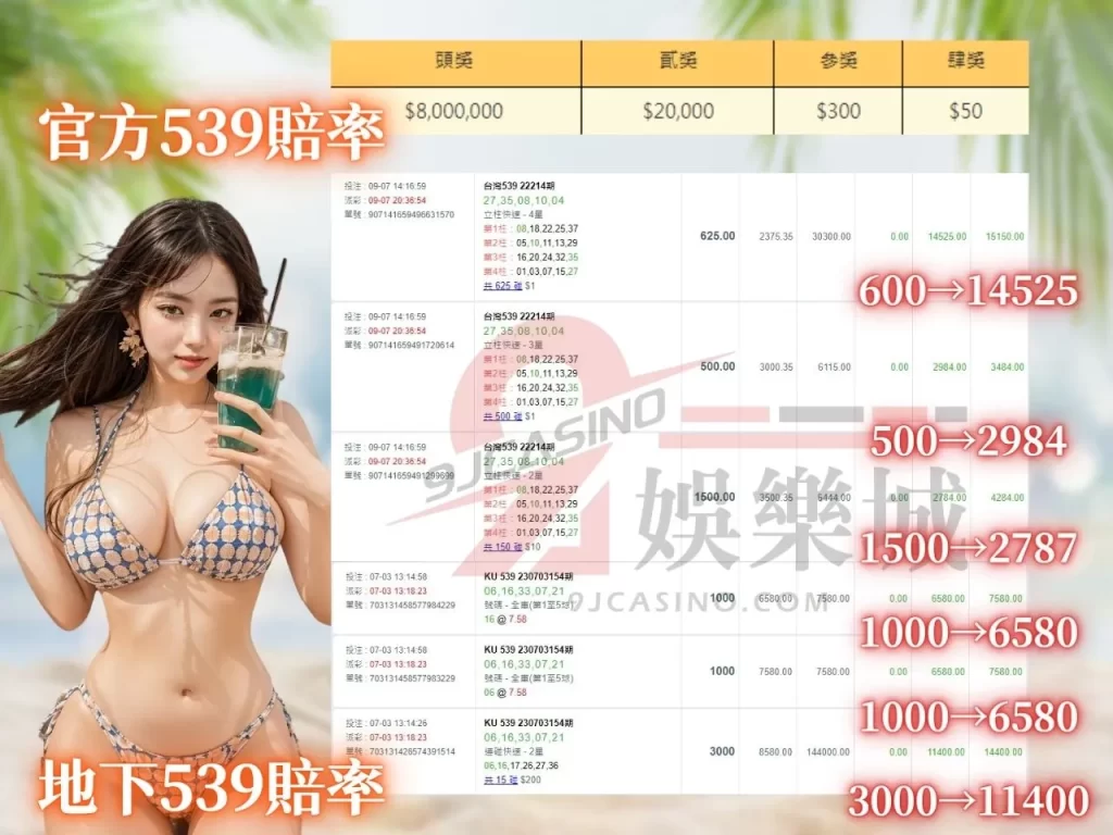 地下539賠率 539六合彩 地下樂透玩法